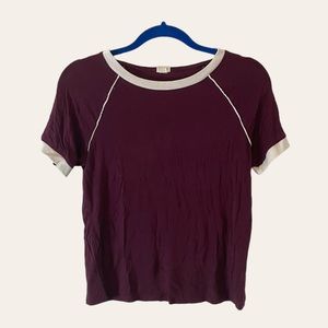 Garage Burgundy Short Sleeve Shirt with White Trim Medium